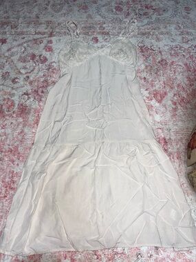 SHEIN Cream Lace-Trim Slip Dress